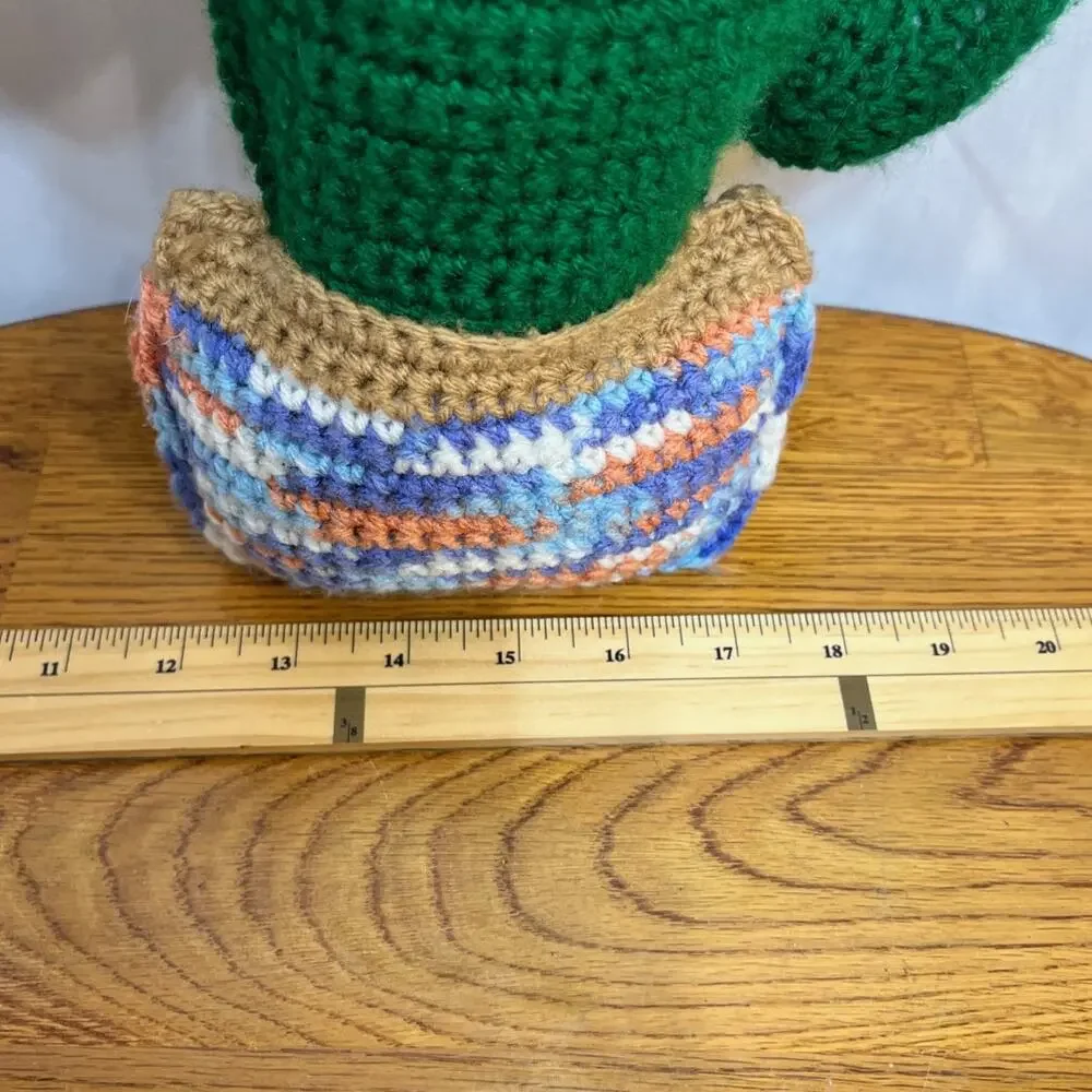 Saguaro Cactus in Pot Knit Plush Decorative Pillow Handmade 14 x 6